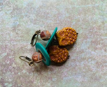 Have A Hoot Earrings - Goldenrod Picasso - Image 3