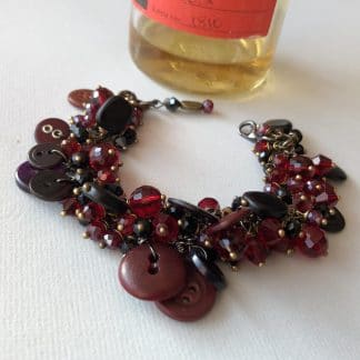 Red Button Fringe Bracelet