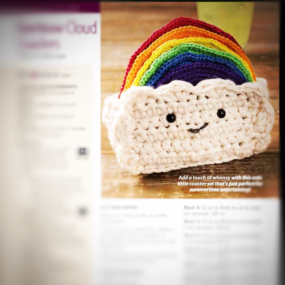 Cute Crochet Rainbow Cloud Coaster Set - Image 4