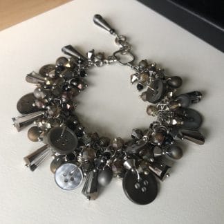 Taupe Button Fringe Bracelet