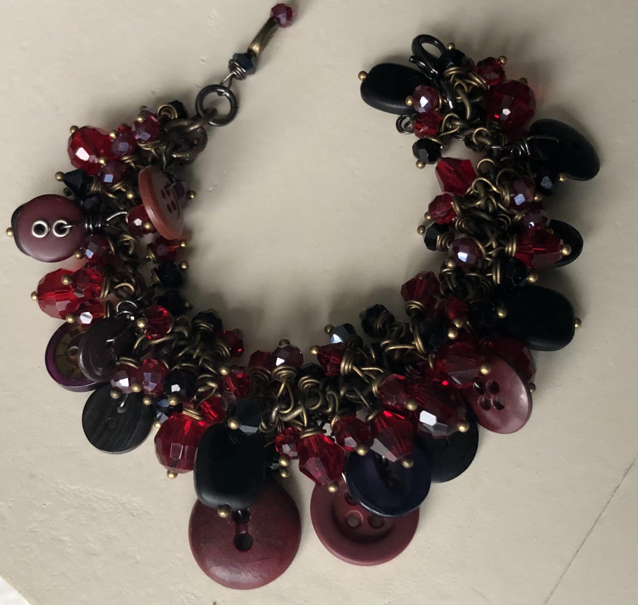 Red Button Fringe Bracelet - Image 3