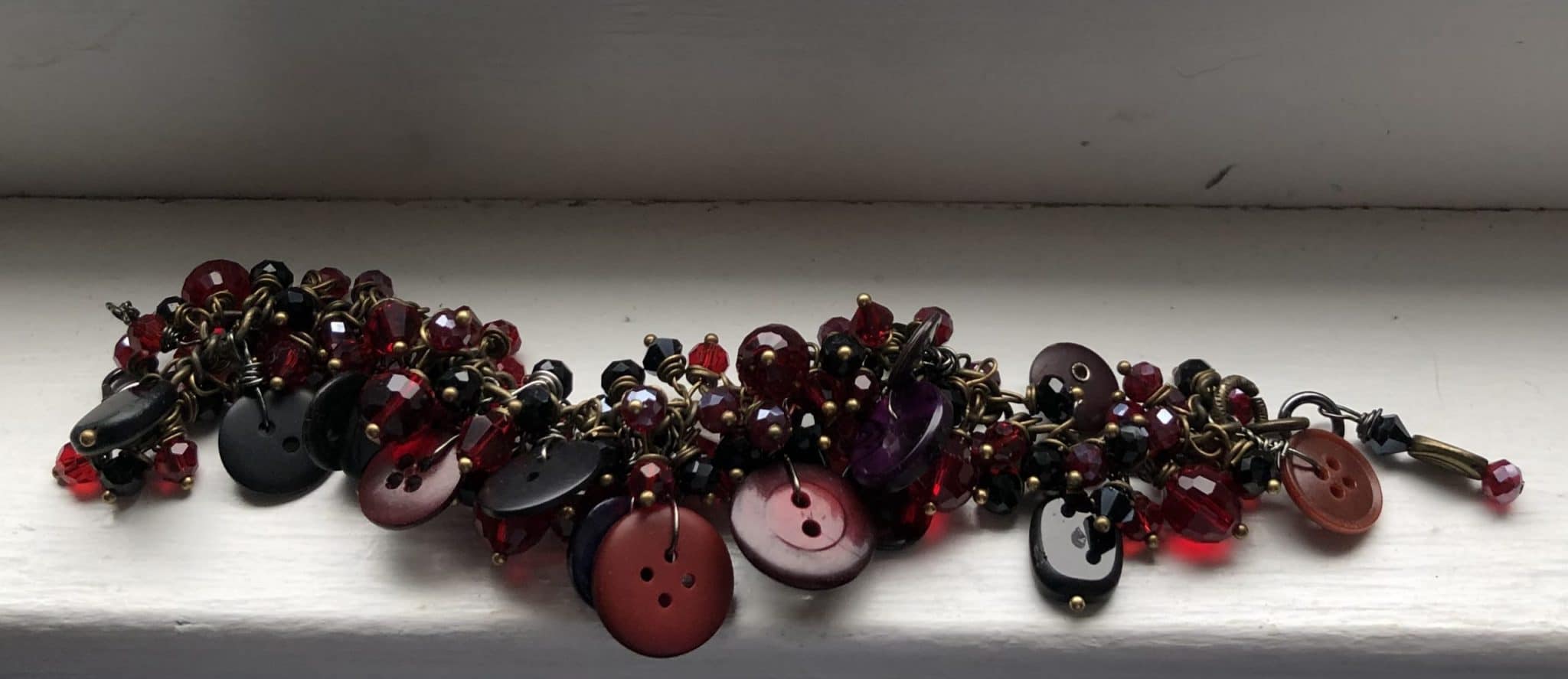 Red Button Fringe Bracelet - Image 2