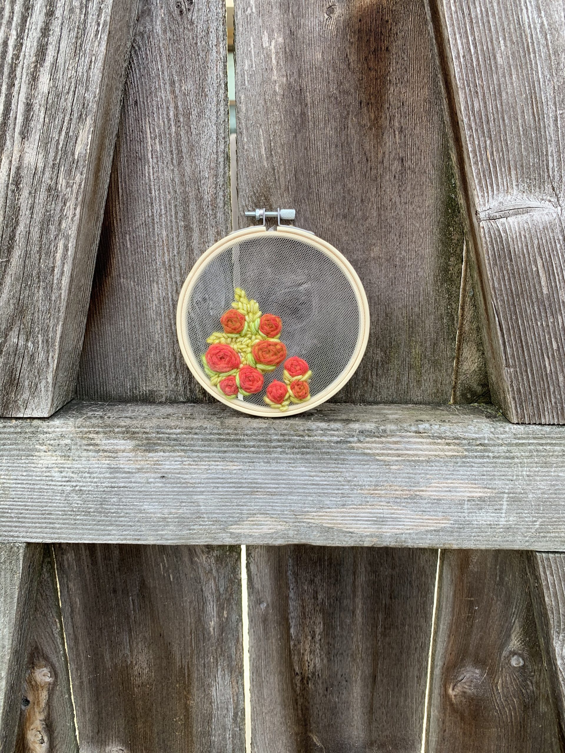 Hand Embroidered On Tulle Wall Hanging - Image 3