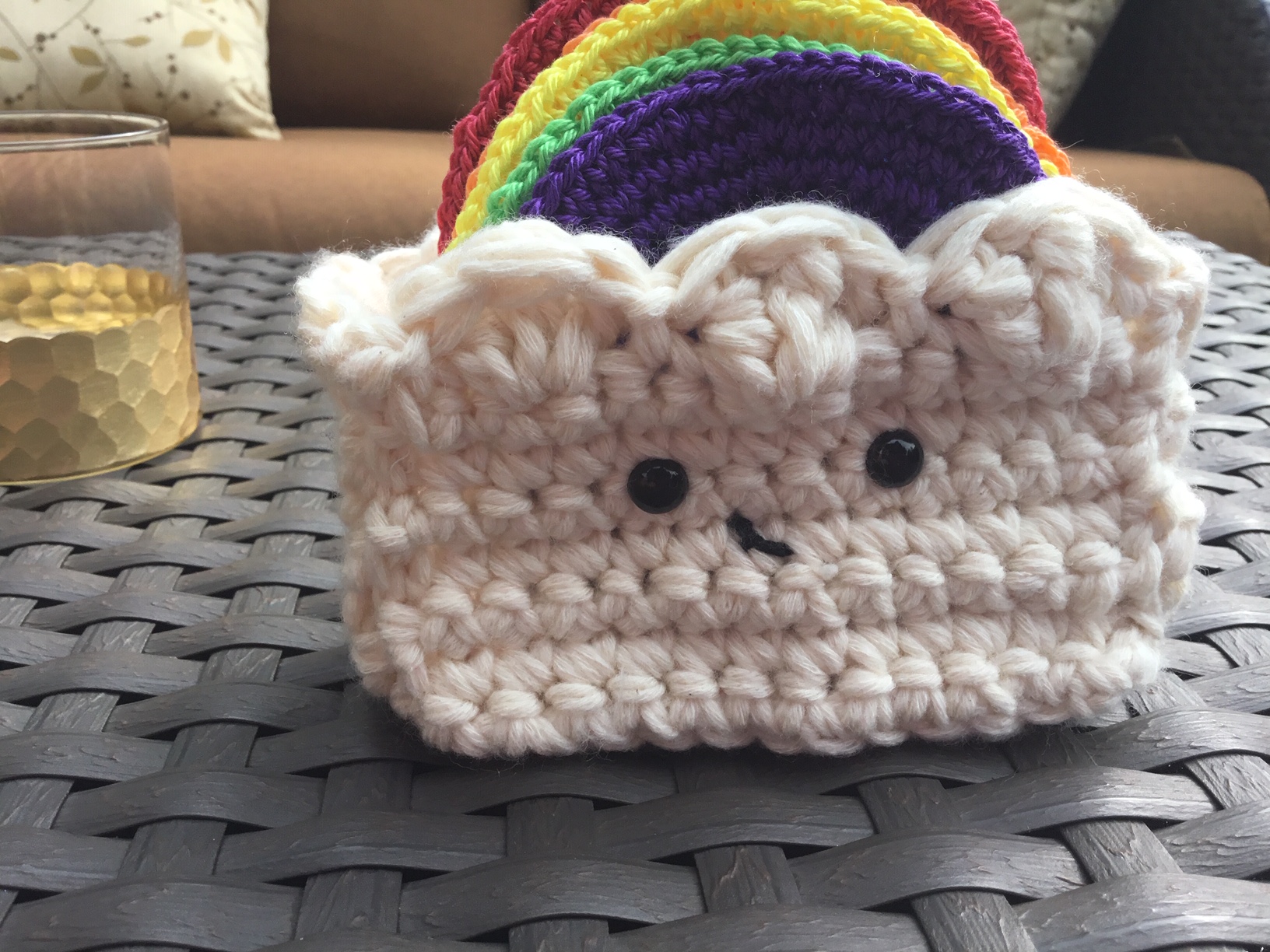 Cute Crochet Rainbow Cloud Coaster Set - Image 2