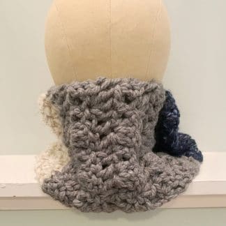 Chunky Cozy Grey, Navy, & Oatmeal Cowl