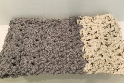 Chunky Cozy Grey, Navy, & Oatmeal Cowl - Image 3