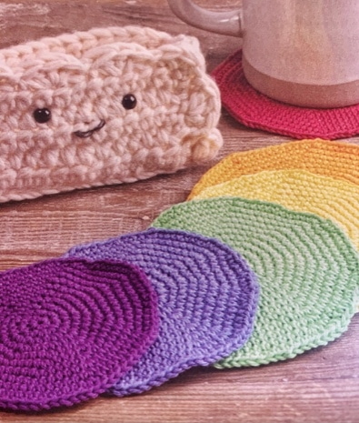 Cute Crochet Rainbow Cloud Coaster Set - Image 6