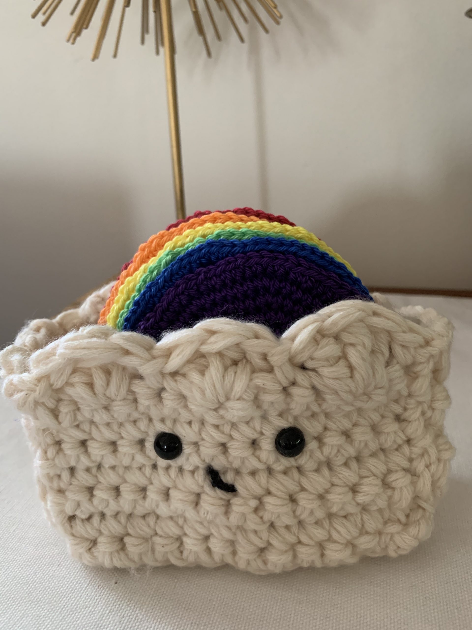 Cute Crochet Rainbow Cloud Coaster Set - Image 5