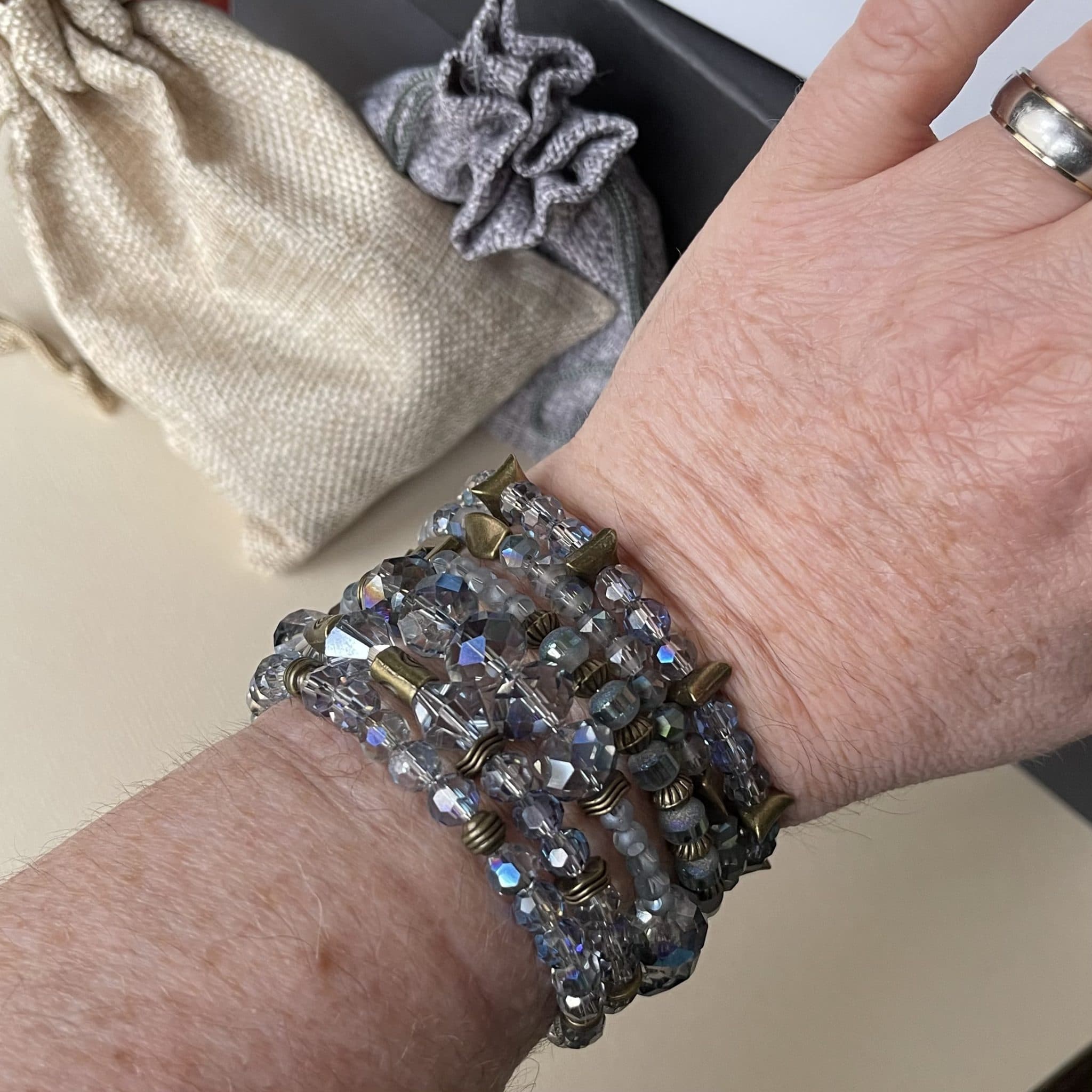 Blue Crystal Coil Bracelet - Image 2