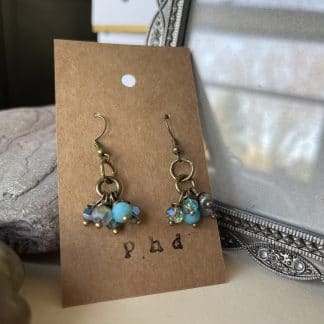Crystal Cluster Earrings - Blue